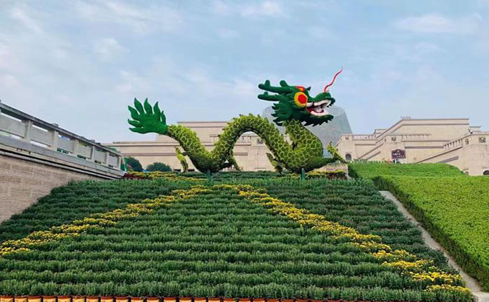城市廣場(chǎng)立體造型實(shí)景 矮生五色草立體字牌工程案例